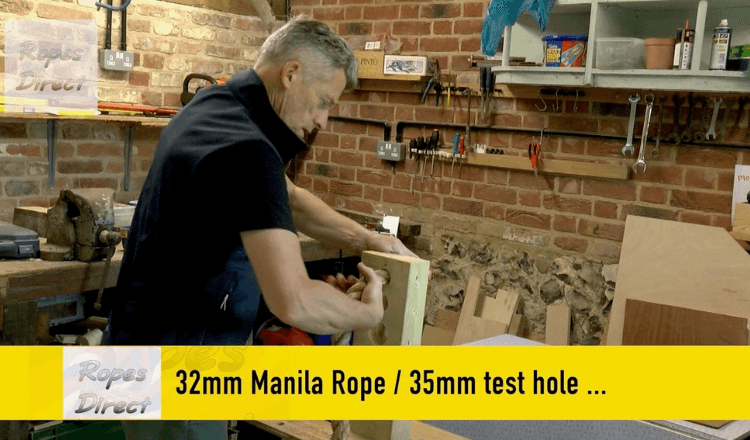 Passing a 32mm rope through a post hole