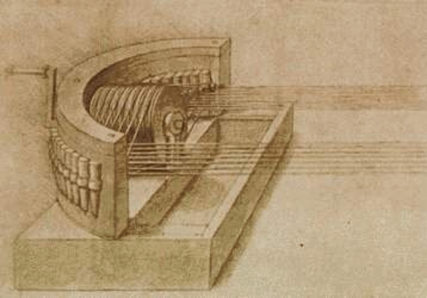 Sketch of Leonardo da Vinci ropemaking machine