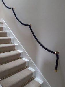 Rope bannister with brass fittings from Ropes Direct