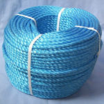 Blue polypropylene rope coil