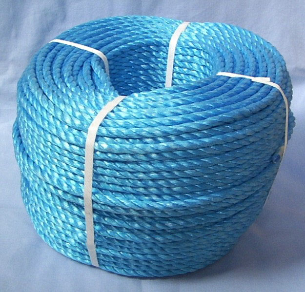 Blue polypropylene rope coil