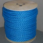 blue polypropylene on wooden reel