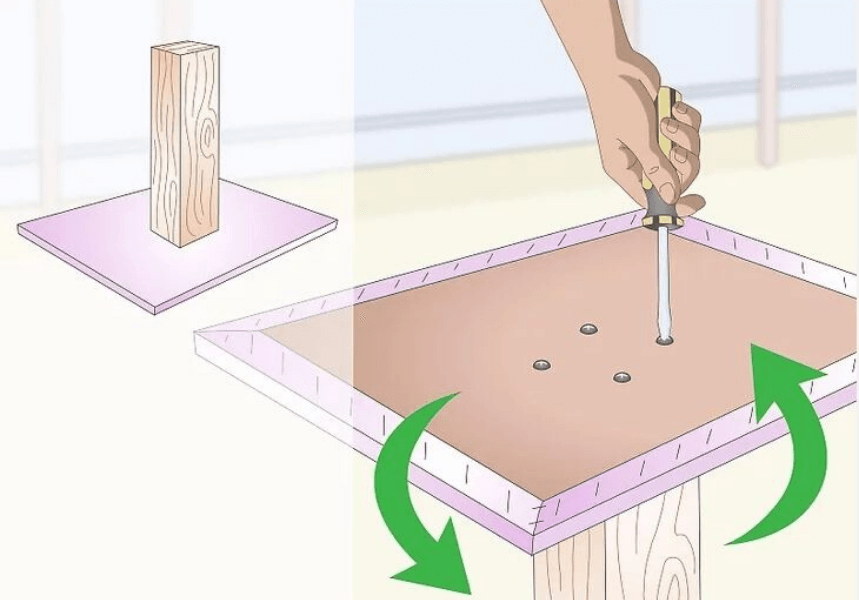 Diagram to show the base being attached to the cat scratching post