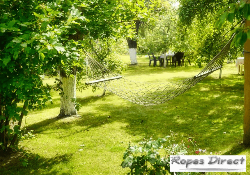rope hammock in garden