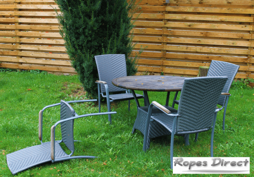 Garden furniture that needs to be secured down with bungee cords