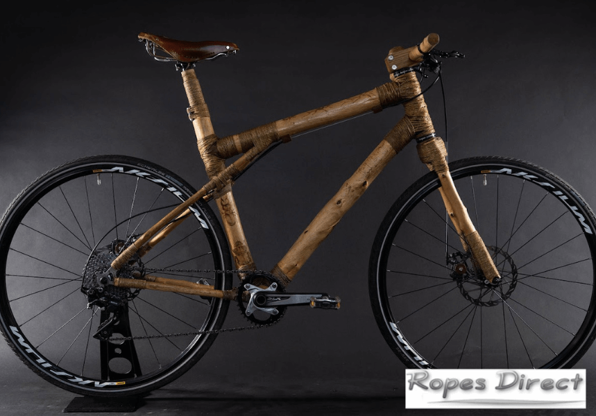 Wooden bike made using our flax twine