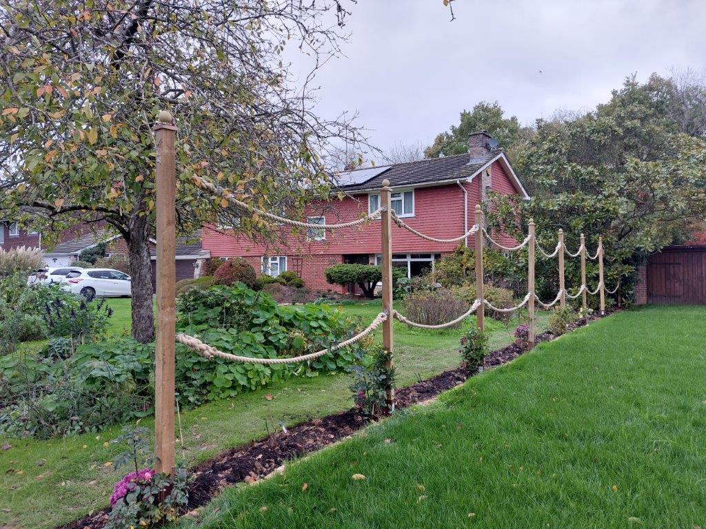 Synthetic Hemp rope from RopesDirect used as a rose trellis