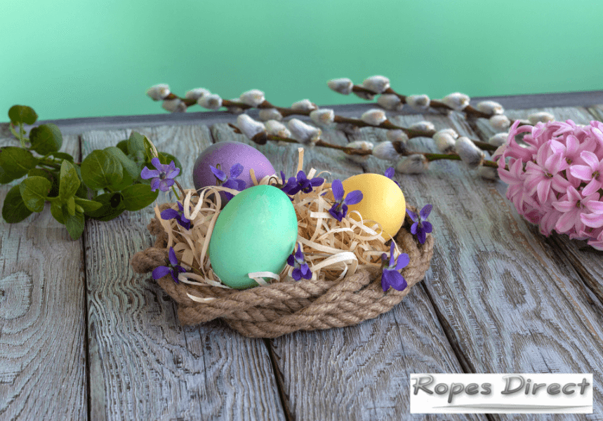 Making an Easter wreath using jute rope