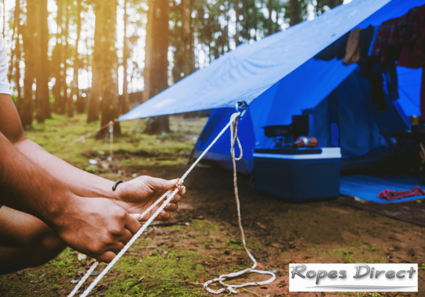Tent with guy ropes