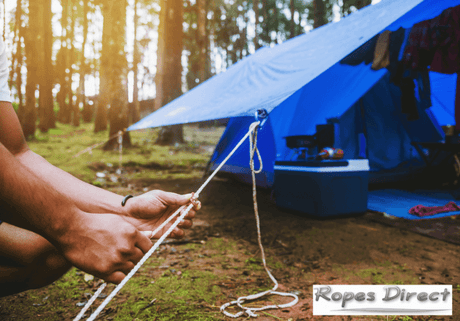 Tent with guy ropes