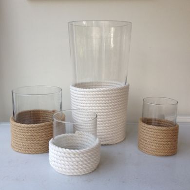 Rope candle lanterns in house