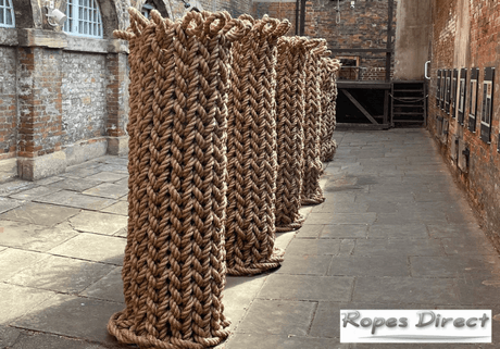 Art installation made using manila rope