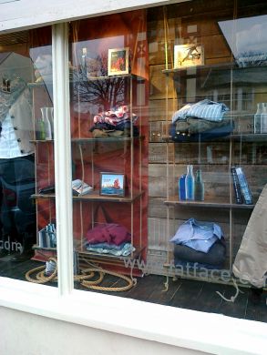 rope in shop window display for fat face