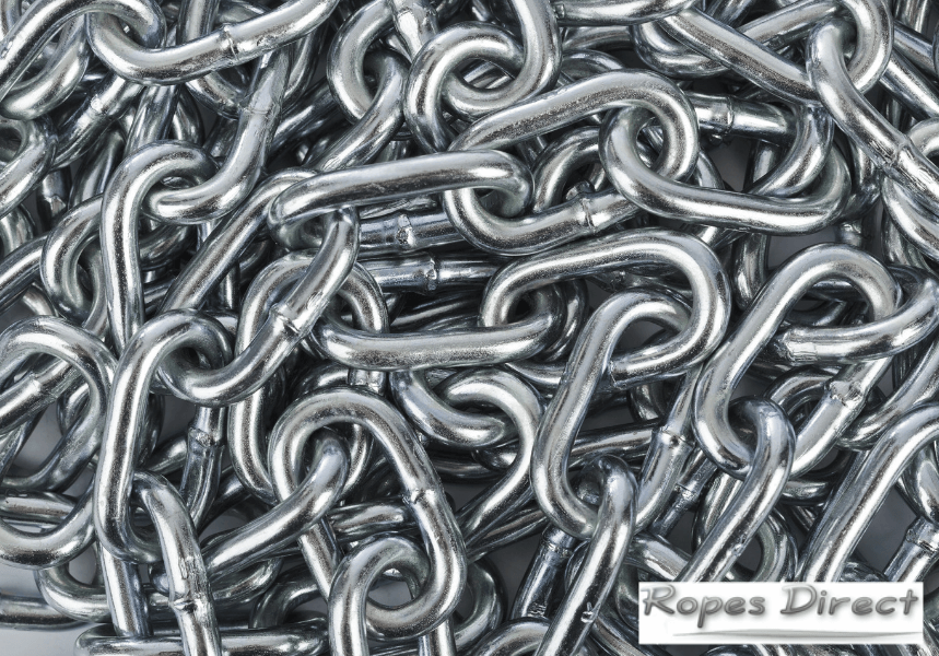 A pile of new steel chain