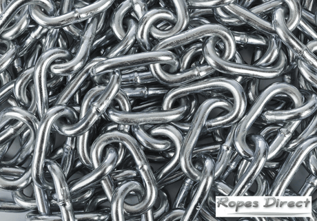 A pile of new steel chain
