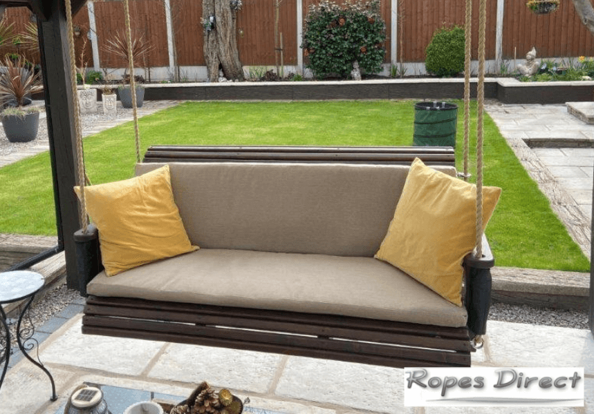 Wooden swing made using synthetic hemp rope from RopesDirect