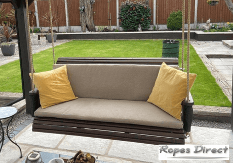 Wooden swing made using synthetic hemp rope from RopesDirect