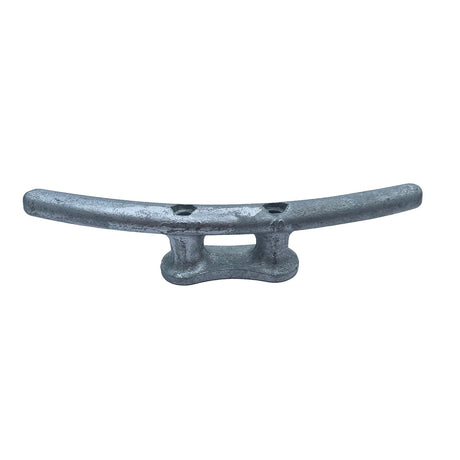 A galvanized steel ship's cleat or dock cleat hardware piece, shown against a plain white background.