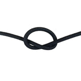 10mm black matt polyester rope in a knot on a white background