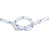 10mm black matt polyester rope in a knot on a white background