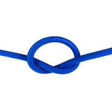 10mm blue matt polyester rope in a knot on a white background
