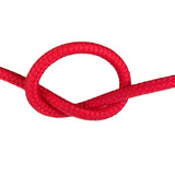 10mm red matt polyester rope in a knot on a white background