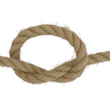 A close-up of 10mm natural flax hemp rope, arranged in a loop against a solid white background.