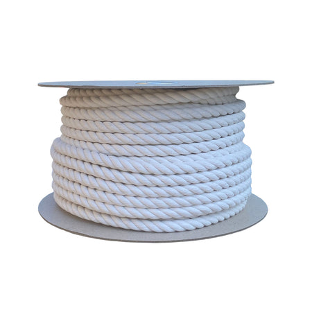 12mm Cotton Rope - 220m reel on white background.