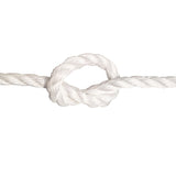 White 14mm polysteel rope with a knot on a white background