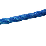 close-up of a 16mm Blue rope on a white background