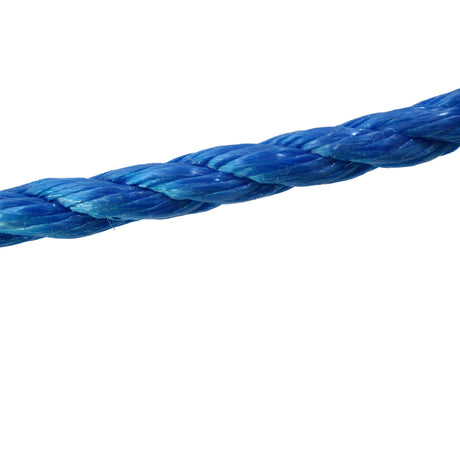 close-up of a 16mm Blue rope on a white background