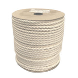 spool of 16mm natural cotton rope on a cardboard reel on a white backgound.