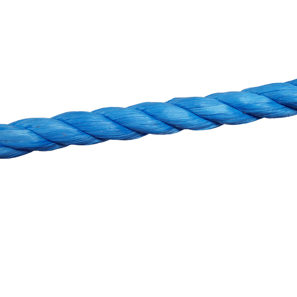 close-up of an 18mm Blue rope on a white background