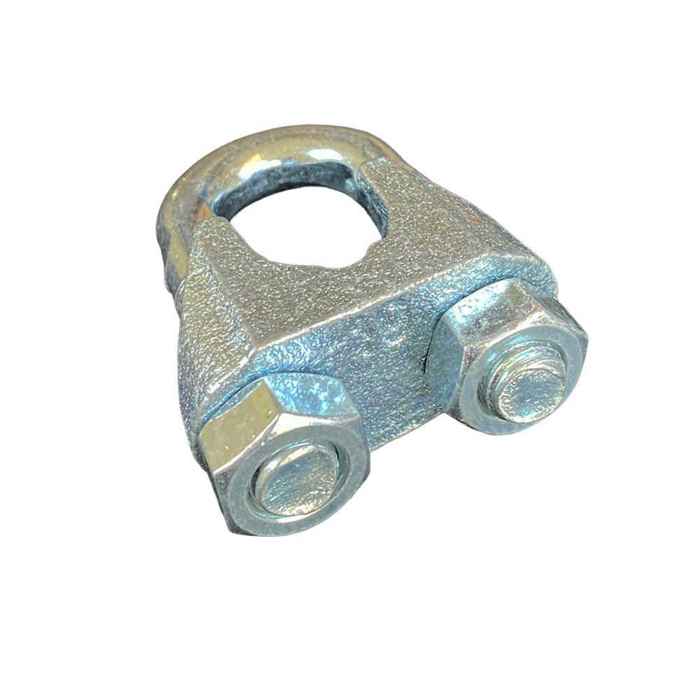 Galvanised 20mm rope grip on a white background