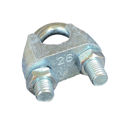 Galvanised 24mm rope grip on a white background