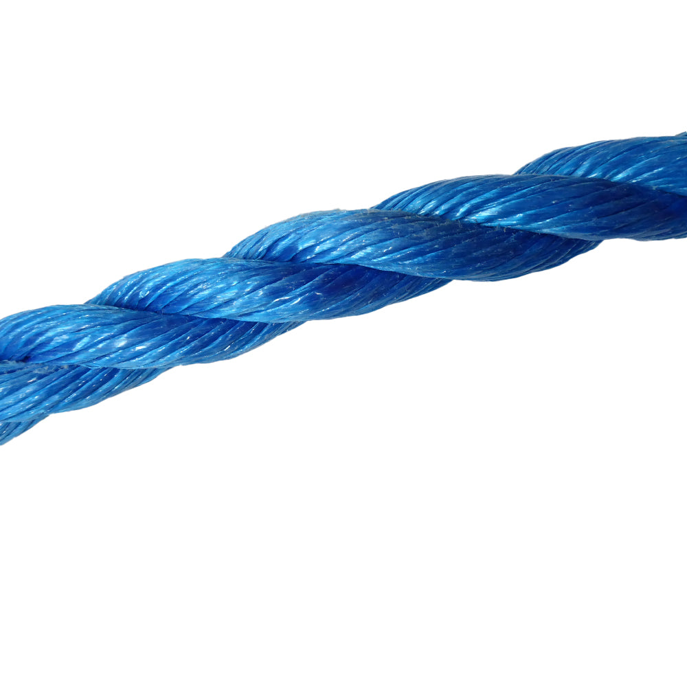 close-up of a 28mm Blue rope on a white background