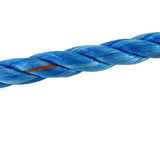 close-up of a 32mm Blue rope on a white background
