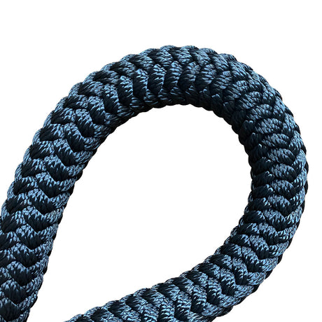 Loop showing 35mm black braided rope on a white background