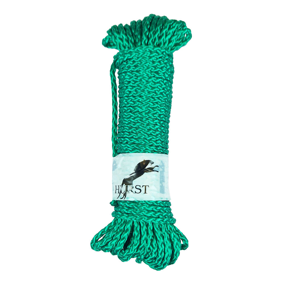 10m Hank of 3mm green braided multicord on a white background