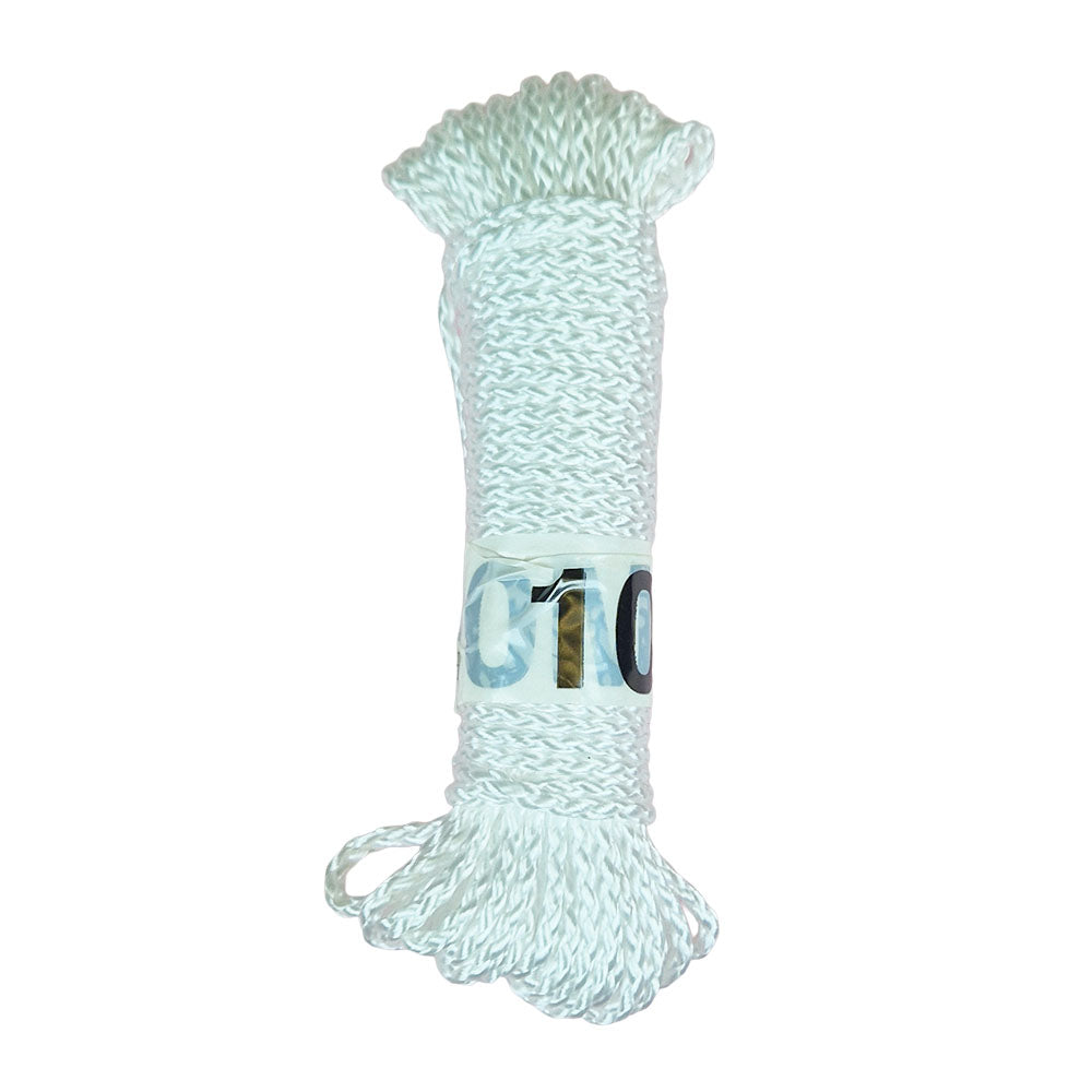 10m Hank of 3mm white braided multicord on a white background