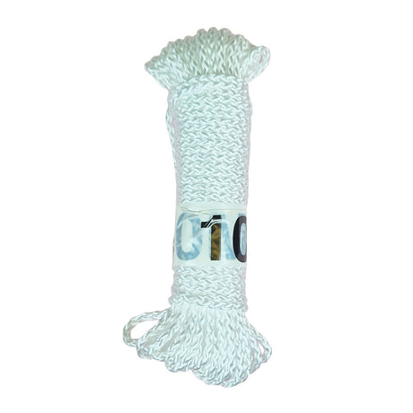 10m Hank of 3mm white braided multicord on a white background