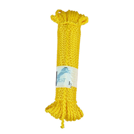 10m Hank of 3mm yellow braided multicord on a white background