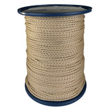 spool of 3mm beige braided cord on a plastic reel on a white background