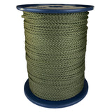 spool of 3mm khaki braided cord on a plastic reel on a white background