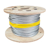 Spool of 4mm steel wire rope with a yellow band on a white background