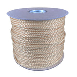 4mm beige polypropylene rope on a cardboard reel with a white background