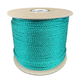4mm green polypropylene rope on a cardboard reel with a white background