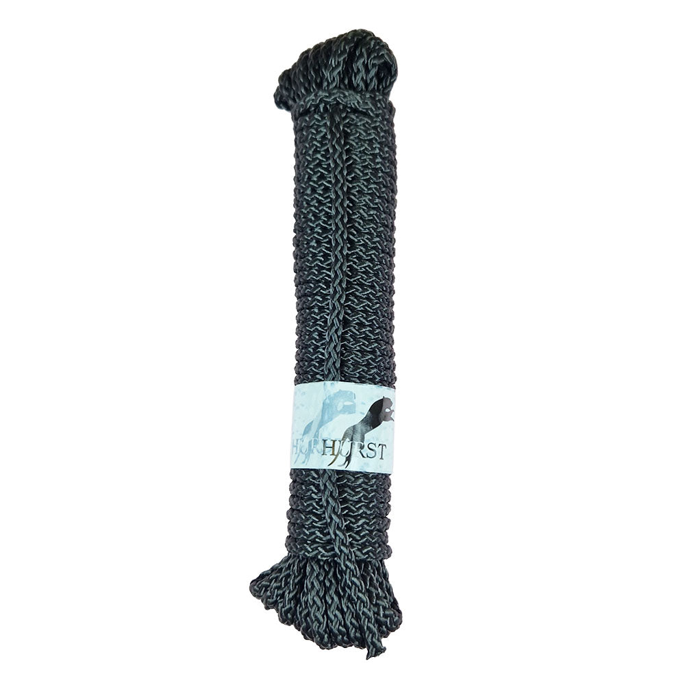 10m Hank of 4mm black braided multicord on a white background