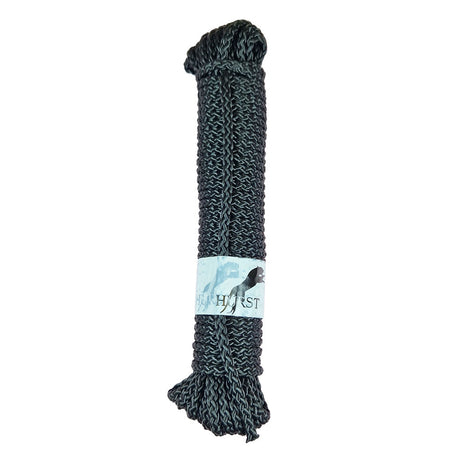 10m Hank of 4mm black braided multicord on a white background