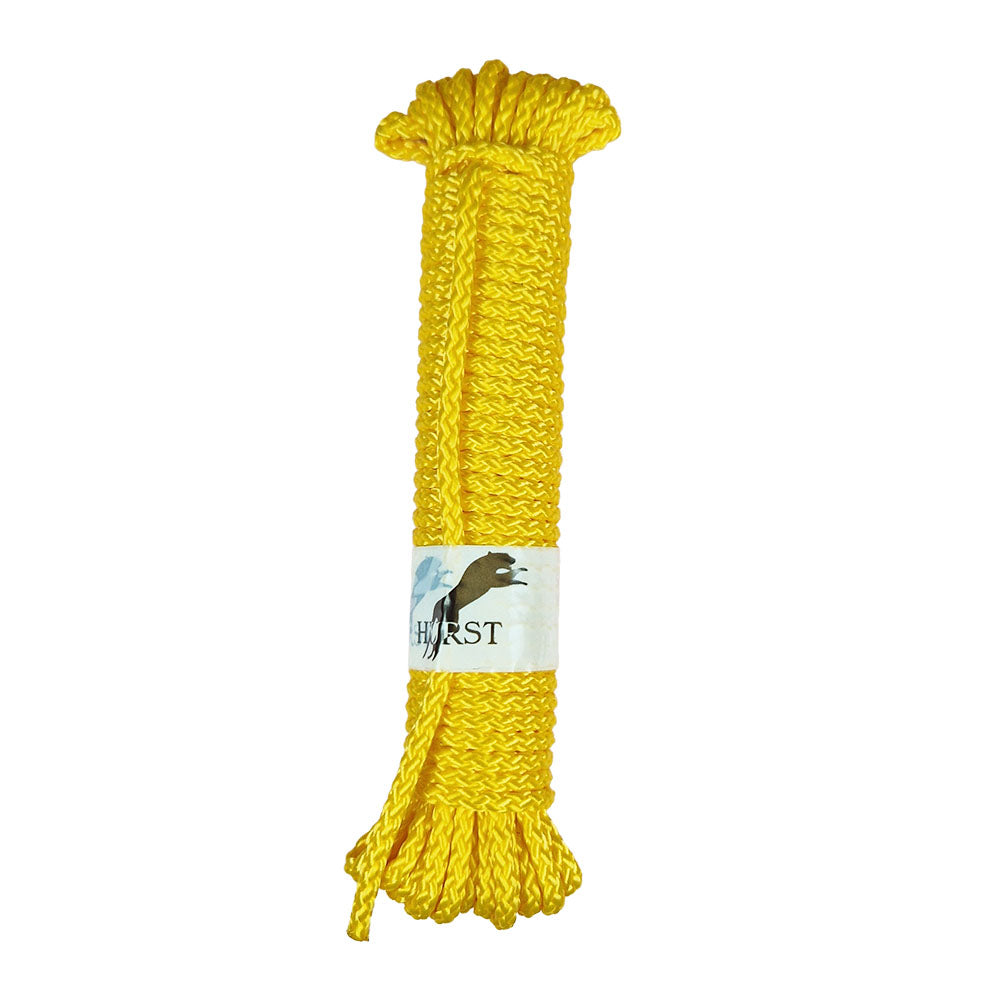 10m Hank of 4mm yellow braided multicord on a white background